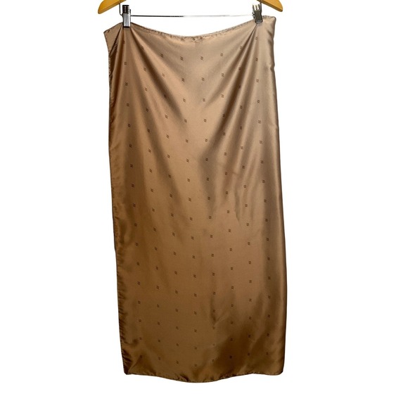 Armine Luxury Pure Silk Ombre All Over Logo Monogram Head Purse‎ Scarf Brown - Picture 3 of 8